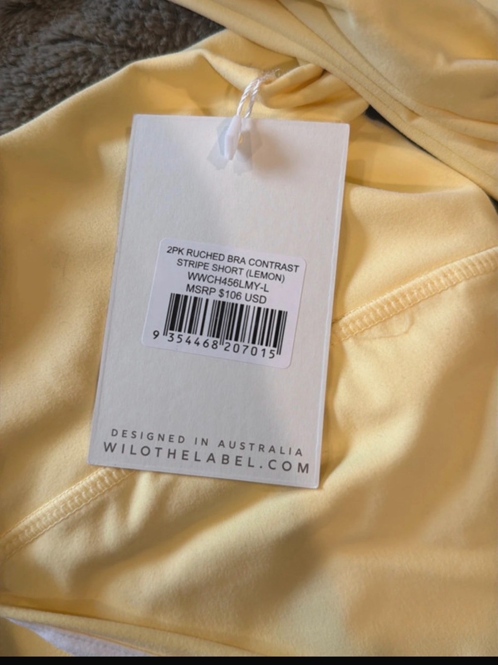 Wilo Women's Pale Yellow Ruched Bralette and Short Set - Picture 2 of 5